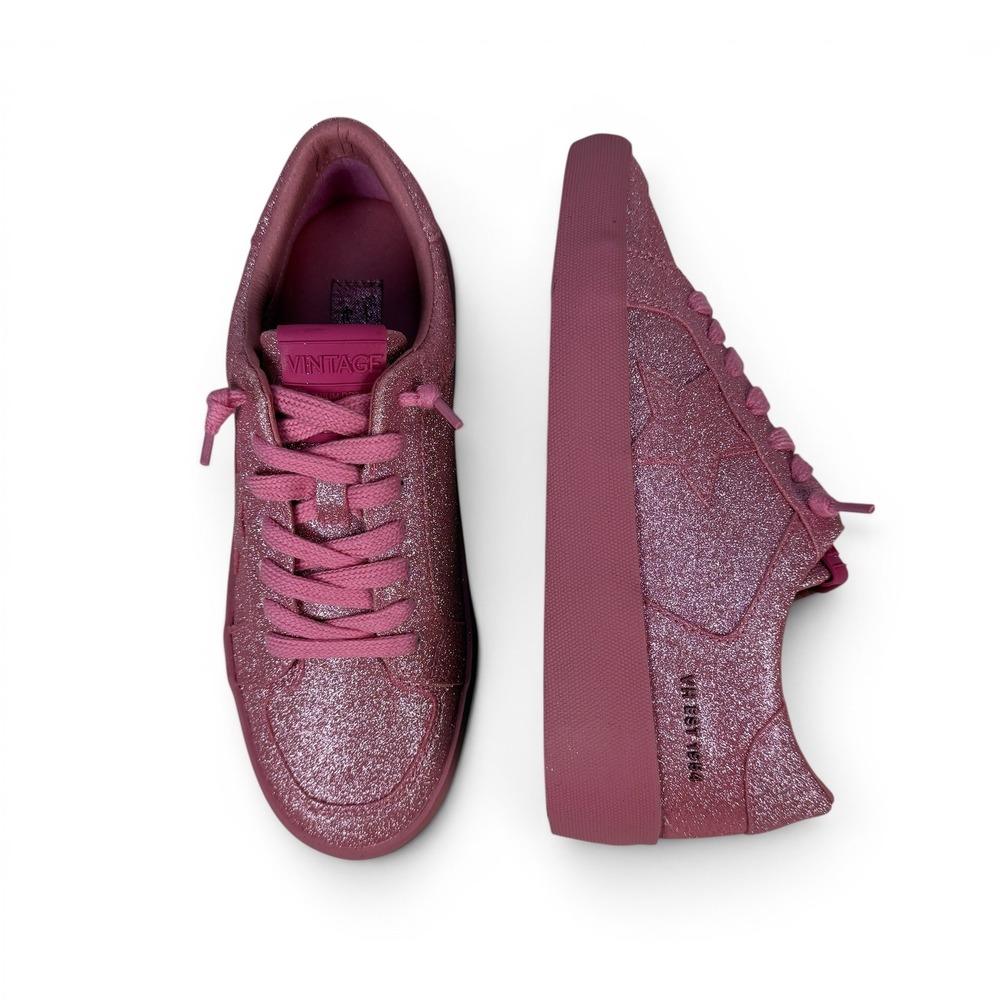 Vintage Havana‎ Kara 2 Womens 7 Pink Glitter Star Fashion Sneakers Extra Laces